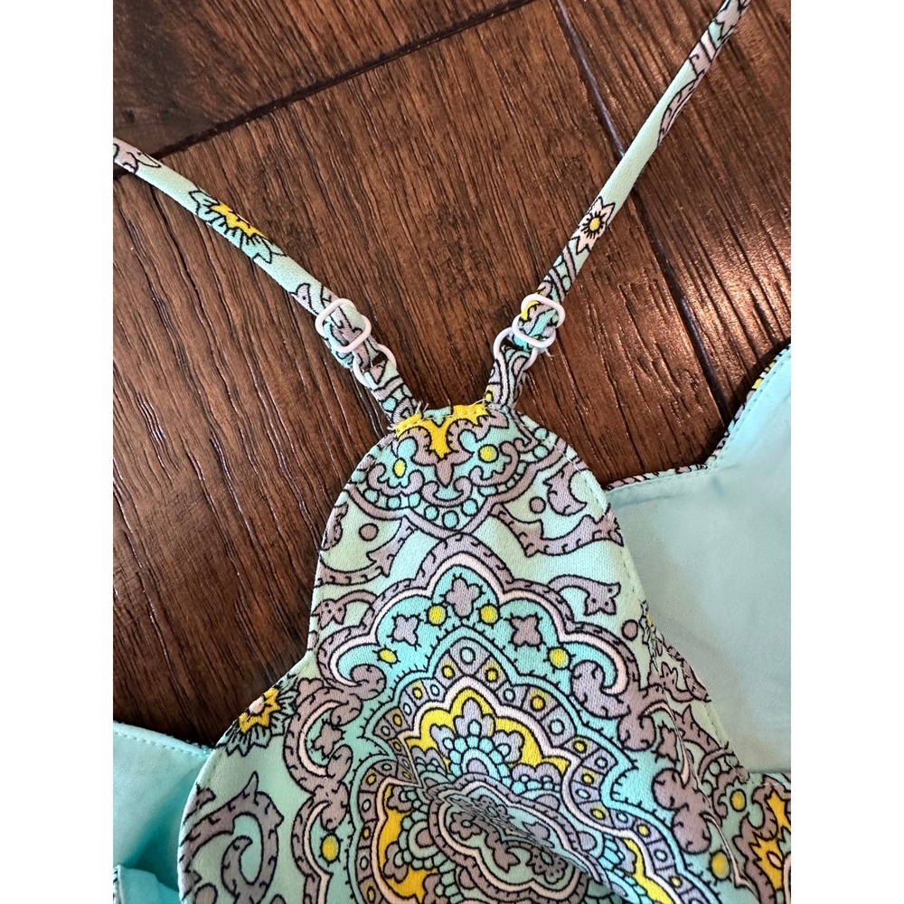 J.Crew Scalloped Cami Mint Green Paisley Medallion Tank Top H4921 Womens 4 - Picture 6 of 6
